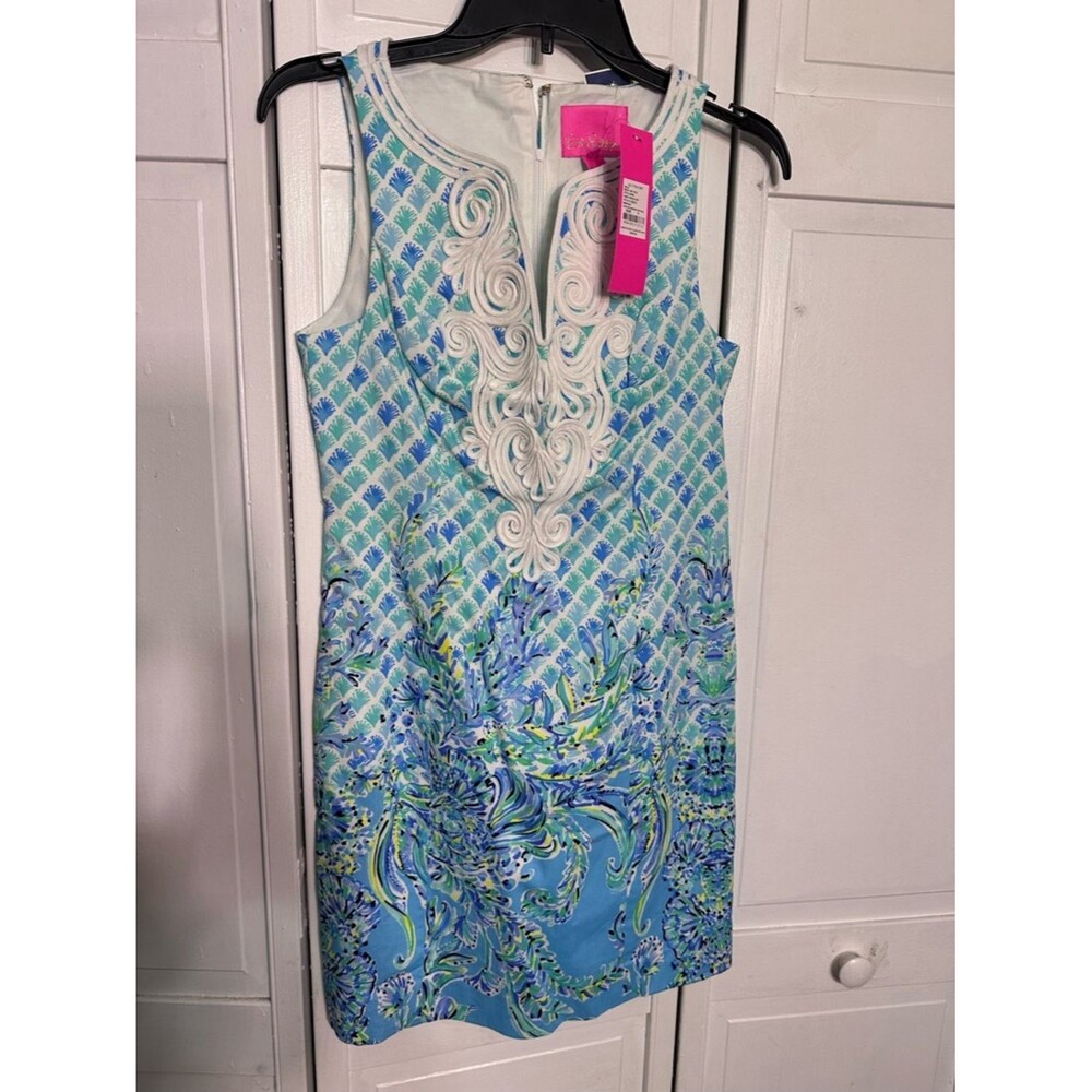 Lilly Pulitzer Blue & Aqua Embroidered Shift Dress